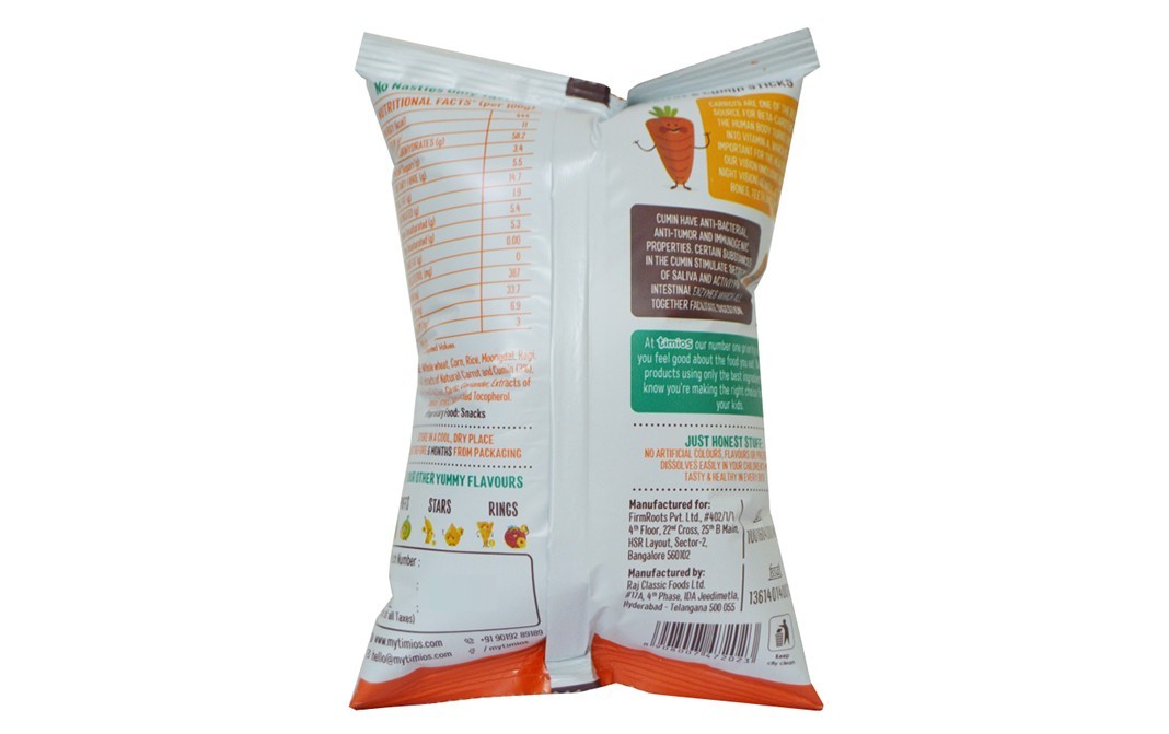 Timios Carrot & Cumin Sticks    Pack  30 grams